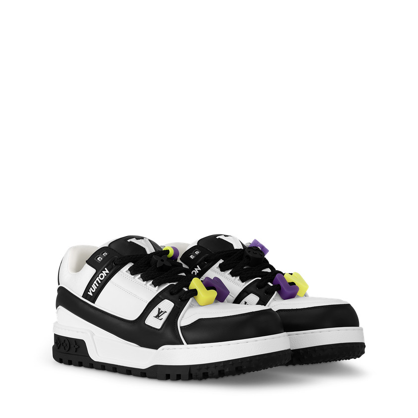 Louis Vuitton Trainer Sneaker (Black & White with Neon Accents)